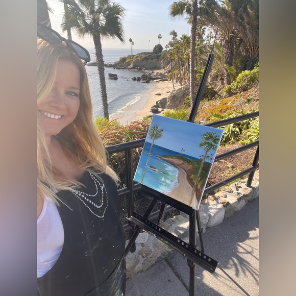 Laguna Beach Plein Air Oil Painting Original One Of A Kind 12 X 12 Inches - Picture 4 of 5